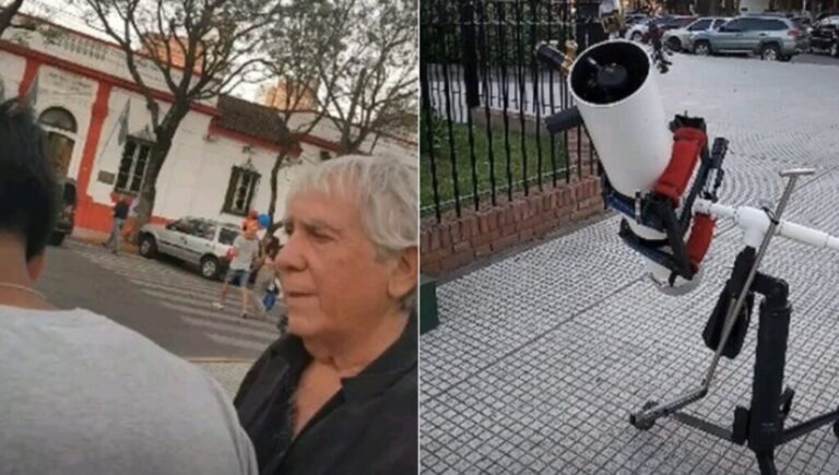 El astrónomo de Monte Grande que comparte gratis sus conocimientos en una plaza con telescopios caseros