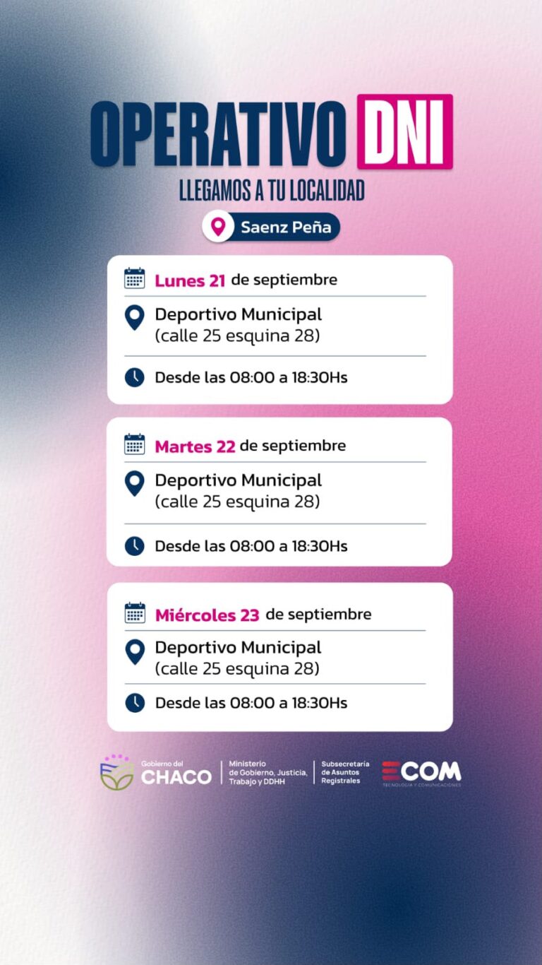 🔴 LOCALES | El Operativo DNI llega a Sáenz Peña con seis jornadas de atención