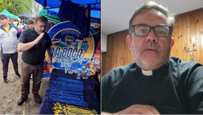 “Ahora me dicen el cura bostero”: el sacerdote de Lanús que bendijo rosarios de Boca en la peregrinación a Luján y se viralizó